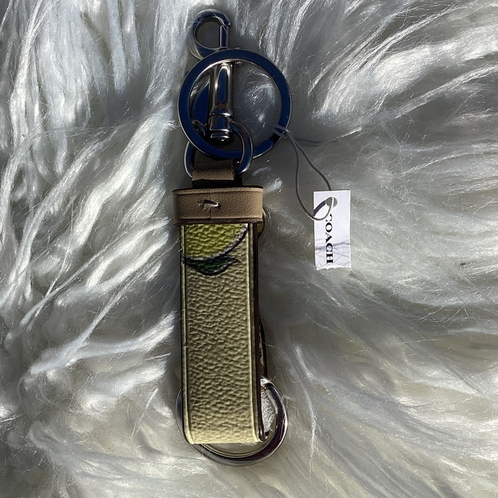 NWT Coach Trigger Snap Yellow Lemon Keychain Bag Charm with Silver Accents - Picture 3 of 8